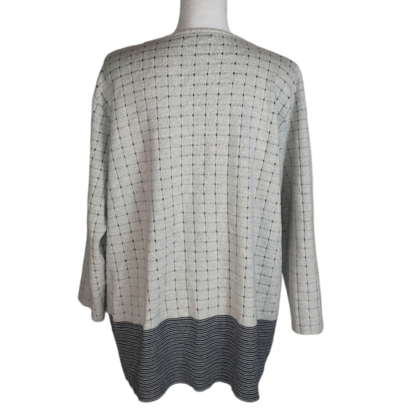 Guido Pisani Wool Blend Knit Sweater Sz 2X Gray Black Checked Striped Italy Made - Picture 3 of 11